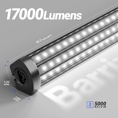 Barrina T8 LED Shop Lights 8FT, 140W 17000LM, 5000K U Shape Black, 10 Packs - Image 3