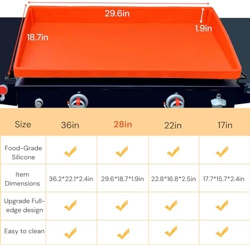 28 Inch Food Grade Silicone Griddle Mat for Blackstone Grill, Upgraded Full-edge Griddle Cover, Protect Griddle from Dirt and Rust (Does not fit 28" XL) - Image 3