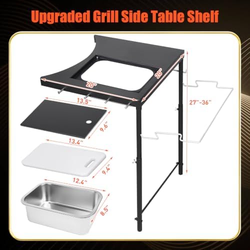 QuliMetal Upgraded Grill Side Table for Weber Kettle Grills 22/18/26 Inch - Image 2