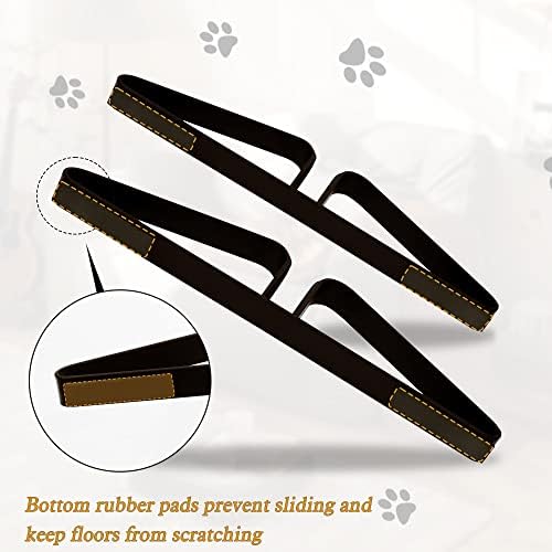 PUPETPO Freestanding Pet Gate Metal Support Feet, Triangle Support Feet Set of 2 for Extra Wide Foldable Pet Gate, Easy to Install, A Pair of Safety Fence Feet for Wooden Dog Gate, Dark Brown - Image 3