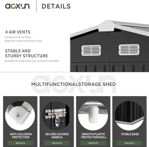 Aoxun 10x8 FT Shed Outdoor Storage Shed with Floor Black - Image 5
