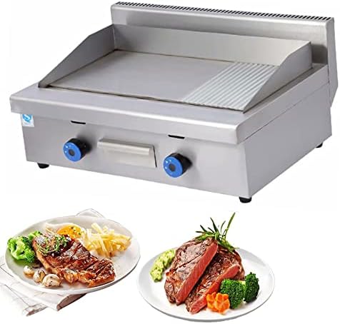 Double Gas Griddle Grill Smooth LPG Commercial Stainless Steel Heavy Duty Restaurant Outdoor Griddle Gas Baking Plate Burger Grill Large Non-Stick Burners Flat Hot Plate for Home and Commercial,722 by Unknown