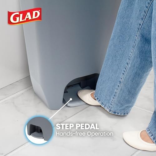 Glad Trash Can with Clorox Odor Protection | Plastic Bin, 20 Gallon, Grey - Image 4