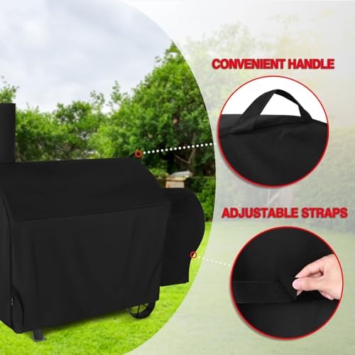 Grill Cover for Oklahoma Joe's Longhorn Offset Smoker Grill, 70 Inch Heavy Duty Waterproof Durable Grill Covers, Black - Image 3