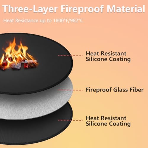 SheeChung Fire Pit Mat Round 42'' for Solo Stove Bonfire,Oilproof Grill Mat - Image 2