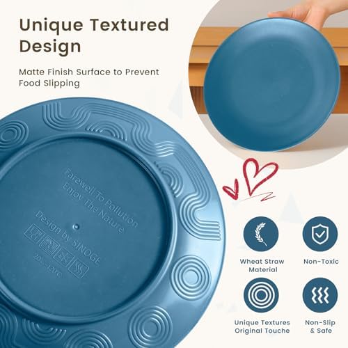 Homienly 40 PCS Premium Wheat Straw Dinnerware Sets, Reusable Unbreakable Plates and Bowls Set, Cups Sets, Service for 8, Microwave and Dishwasher Safe Dishes Set for Party, Outdoor (Nightscape) - Image 4