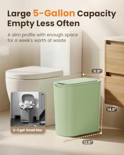 Cesun 5 Gallon Automatic Bathroom Trash Can with Lid, Green, Touchless - Image 4