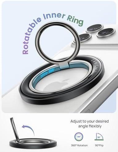 Lamicall Magnetic Phone Ring Grip Holder for MagSafe, Crystal Clear Black - Image 3
