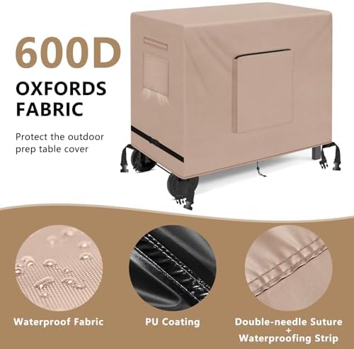 Kovshuiwe Outdoor Dining Cart Cover - Heavy Duty Waterproof Cover for Royal Gourmet Cart Flattop Worktable PC3401S & PC3401B, Compatible with 40 inch Outdoor Utility Cart-40 x 24 x 32 Inch, Khaki - Image 5