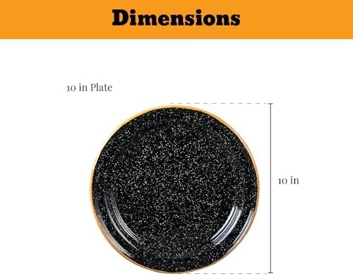 Granite Ware 12-Piece Outdoor Set, Enameled Steel, Perfect for Camping & Picnics - Speckled Black with Color Rim - Image 3