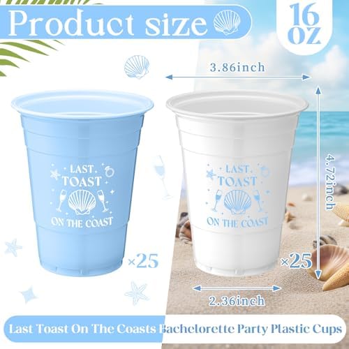 LemonRoad 50 Pcs Last Toast on The Coasts Bachelorette Party Plastic Cups - Image 3