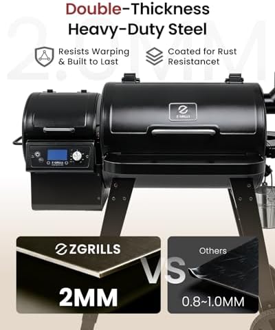 Z GRILLS 2026 Wood Pellet Grill & Smoker with PID V3.0 Controller, 459 Sq in Cook Area, Meat Probe, Foldable Shelf&Side Shelf, 8 in 1 BBQ Grill Outdoor Auto Temperature Control, Black, 450A - Image 2