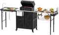 Grill Cart with Foldable Sink, Outdoor Storage Cabinet, Outdoor Grill Cart with Wheels, Kitchen Island with Folding Trash Can for Barbecue, Backyard, Garden & Outdoor Kitchen by evixor