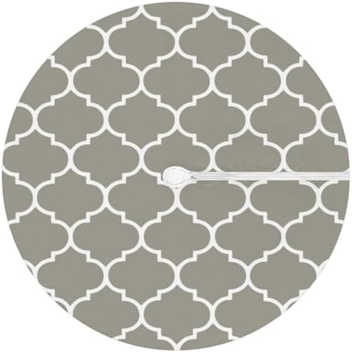 Fitted Round Tablecloth with Umbrella Hole and Zipper Grey Moroccan Outdoor Elastic Table Cloth 45"-56" Oil-Proof Waterproof Patio Table Cover for Dining Picnic Party - Image 6
