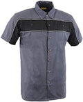 Milwaukee Leather MDM11671 Men’s Grey-Black Mechanic Work Shirt w/Reflective Strip - Heavy-Duty Button-Up by MilwaukeeLeather