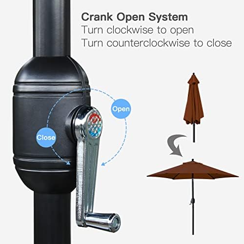 Sunnyglade 7.5' Patio Umbrella Outdoor Table Umbrella Tilt Crank Brown - Image 3