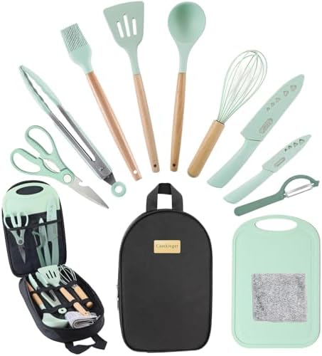 Camping Cooking Utensils Set, Silicone Cookware for Travel BBQ by Camkinger