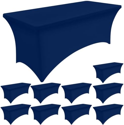 Smiry 10 Pack Spandex Table Cloth 6FT, Elastic Fitted Navy Tablecloth by Smiry