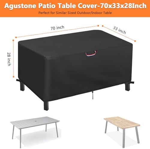 70" Patio Table Cover, Outdoor Waterproof Dining Table Cover 70x33x28 in - Image 2