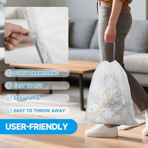 90 Ct 8 Gallon Medium Trash Bags Drawstring, Unscented, 1.5 Mil - Image 6