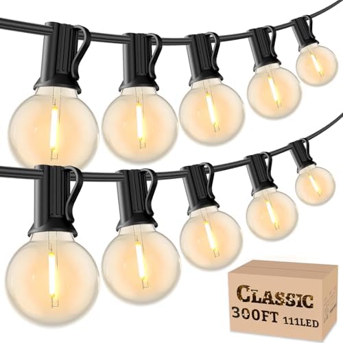 RTTY Outdoor String Lights 300 FT, LED Patio Light Outside Waterproof by RTTY