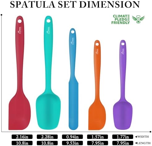 HOTEC 600℉ Heat Resistant Silicone Rubber Spatula Set,Multicolor, Set of 5 - Image 2