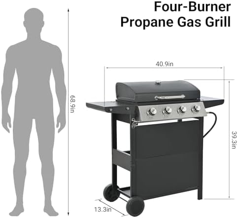 Endark 4-burner | 34,000 BTU all-purpose cast iron bbq grill | Perfect for outdoor cooking, garden, poolside, tailgating and hiking | great for roasting, searing, kebabs - Image 2