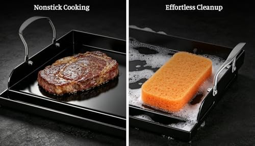 Nonstick Nanoceramic Griddle Plate, Pre-Seasoned Heavy-Duty Flat Top Insert, Universal Outdoor Cooking Griddle for Gas Grill/Charcoal/Gas Stove, Camping, Tailgating, Parties & Backyard BBQ, 17"x13" - Image 5
