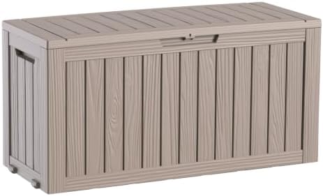 ROJIK 150 Gallon Outdoor Storage Box Waterproof,Weatherproof Deck Boxes Outdoor Lockable,Resin Outside Storage Box for Garden Tools,Cushions,Pool Accessories(Grey,150 Gal) - Image 5