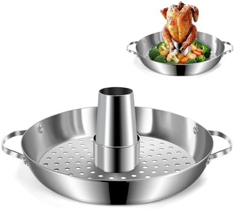 Beer Can Chicken Holder, 12" Large Stainless Steel Chicken Rack for Grill by Vermida