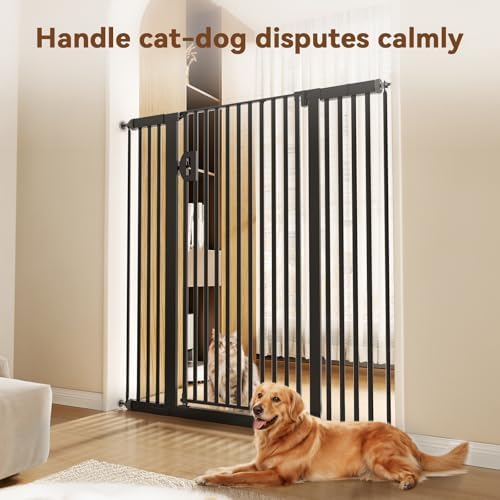 Fldofaves 57" Extra Cat Gate, Fits 29.5"-43" Wide Openings, Pressure Mounted Auto Close Tall Dog Gate with Ultra Narrow Bar Spacing, No Drill Dog Gate for Doorways, Stairs, Hallways - Image 4