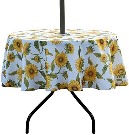 SUQ I OME Outdoor Tablecloth, Sunflower, 60'' Round with Zipper by SUQIOME