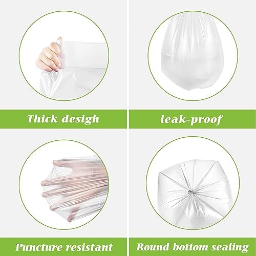 8 Gallon 330 Counts Unscented Medium Clear Trash Bags,Fit 7,8,9,10 Gal Garbage Bags by Teivio, 30 Liter Thick Bathroom Can Bin Liners,Plastic Bags for Home Office Kitchen, Clear (Pack of 3) - Image 3