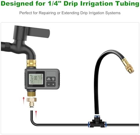 1/4 Inch Brass Drip Irrigation Connector, Barbed Brass Fitting for 1/4" Tubing, Leak-Resistant Adapter for Garden & Drip Irrigation Systems, 2 Pack - Image 2