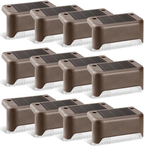 PATIOWIN Solar Deck Lights, Solar Step Lights Waterproof, Warm White, 12 Pack by PATIOWIN