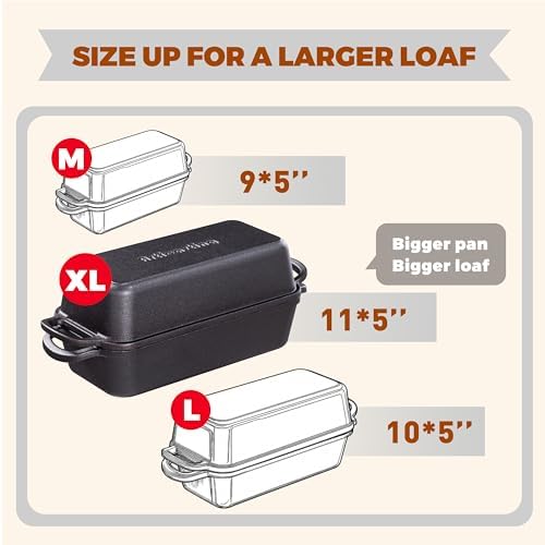Cast Iron Loaf Pan with Lid, 11x5 Inch 5.8 Qt Pre-Seasoned Pan - Image 2