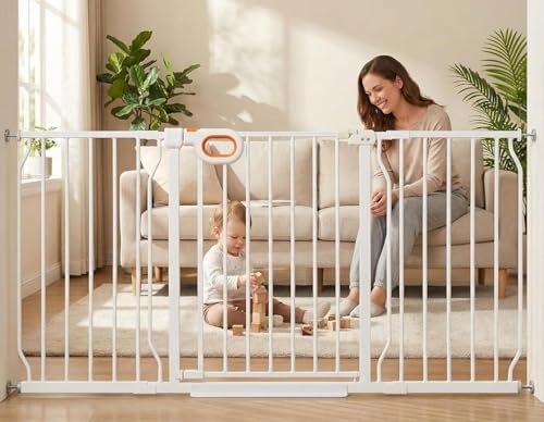 57.5-62.2 Inch Baby Gates Extra Wide for Doorways by HOOOEN