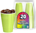 DecorRack 20 Party Cups 12 oz Disposable Plastic Cups for Birthday Party Bachelorette Camping Indoor Outdoor Events Beverage Drinking Cups (Lime Green, 20) by DecorRack
