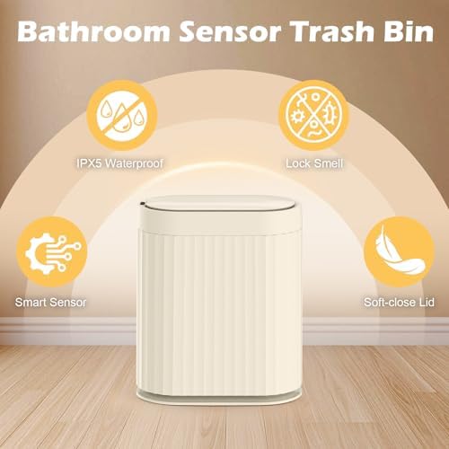 ELPHECO 2 Gallon Sensor Trash Can, Automatic Lid, Beige - Image 5