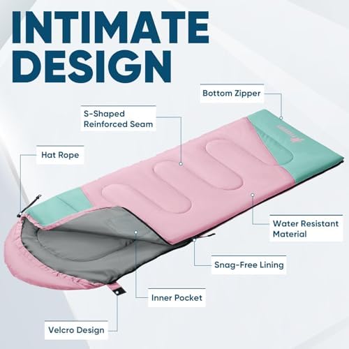 PTEROMY Sleeping Bags for Adults, Lightweight and Machine Washable, Water Resistant Backpacking Camping Sleeping Bag for Warm Cold Weather, Camping Essentials for Hiking Travel - Image 6
