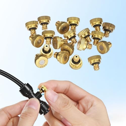 M METERXITY 10-Pack Brass Misting Nozzles, 0.016inch/0.4mm Orifice Heavy Duty 10/24 UNC Screw Thread Misting Nozzle Plug for Outdoor Spray Cooling System/Patio Mist System/Dust Control - Image 4