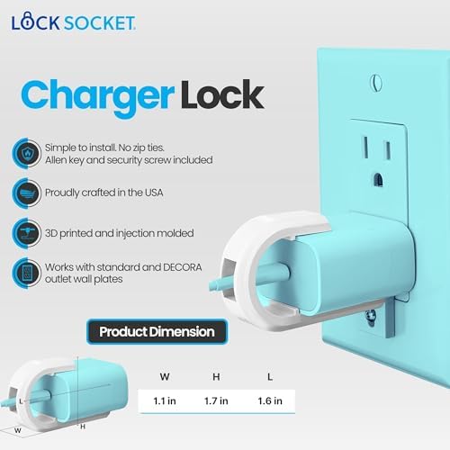 Lock Socket USB-C Fast Charger Lock- Anti Theft Chid-Safe. Firmly Secures iPhone Chargers from Unplugging w/Security Screw. for Apple iPhone 16/15/14/13/12/11/ X/MAX/XR, Made in USA - Image 3