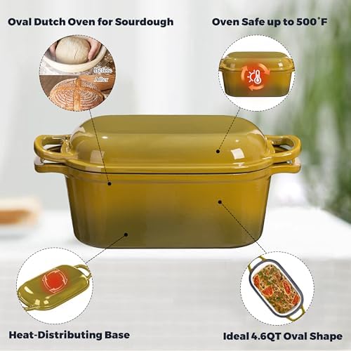 Oval Enameled Cast Iron Dutch Oven for Sourdough Bread Baking - Image 5