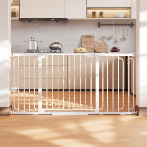 Cumbor 36.6-64 in Extra Wide Baby Gate for Stairs, Dog Gate Indoor, White by Cumbor