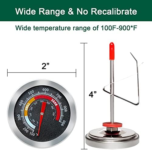 Upgrade Replacement Thermometer for M/MiniMax Big Green Egg,2" Grill Temperature Gauge for Big Green Egg Accessories 150-900°F with Waterproof and No-Fog Glass Lens - Image 2