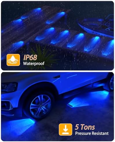 DetarZinLED Blue Solar Step Lights for Outside IP68 Waterproof Led 2 Pack - Image 3