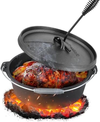 LIFERUN 4.2 Quart Cast Iron Dutch Oven Pot with Lid, Black - Image 2