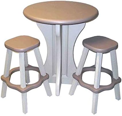 Pub Set, 30-Inch Round with 2 Stools, Taupe/Beige by LeisureAccents