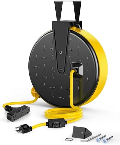 DEWENWILS Retractable Extension Cord Reel, Metal Reel with 30FT Power Cord by DEWENWILS