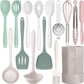AOTHOD Silicone Cooking Utensils Set - 446°F Heat Resistant Silicone Kitchen Utensils,Spatula,Spoon, Kitchen Utensil Sets Gadgets Tools Set for Nonstick Cookware,Dishwasher Safe BPA FREE (Multicolor) by Safeandsuitableforuse